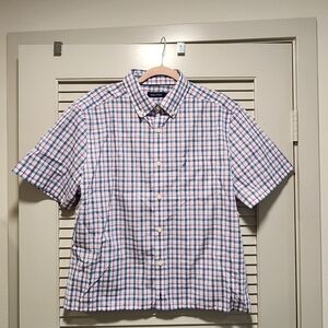 Nautica Classic Blue Pink Purple Checkered Men's Shirt Size L